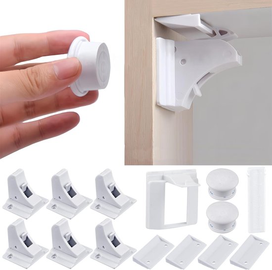 Magnetische kinderbeveiliging, kast, onzichtbaar voor baby's, kinderen, kastslot, kastbeveiliging, ladebeveiliging, magneet, 4 sloten en 1 sleutel