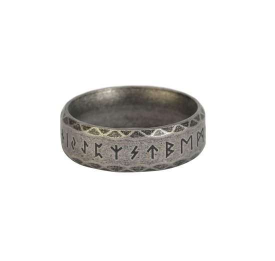Ring runique etNox couleur argent 56 acier inoxydable - Rock wear, Vikings