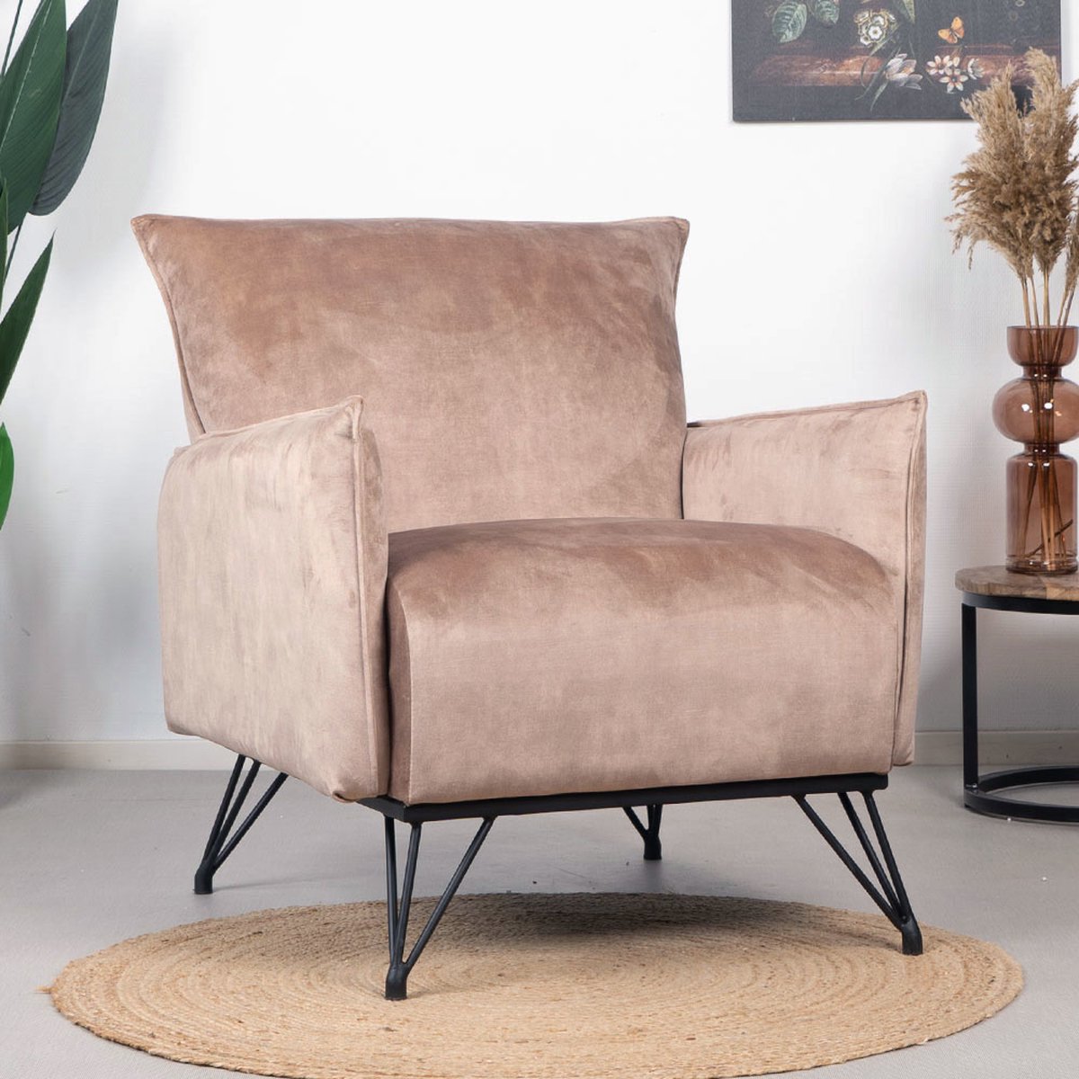 Bronx71® Velvet fauteuil Mika taupe