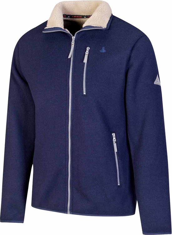 BJØRNSON Brage Cardigan d'hiver tricoté pour homme - Doublé en peluche - Taille 3XL - Bleu foncé