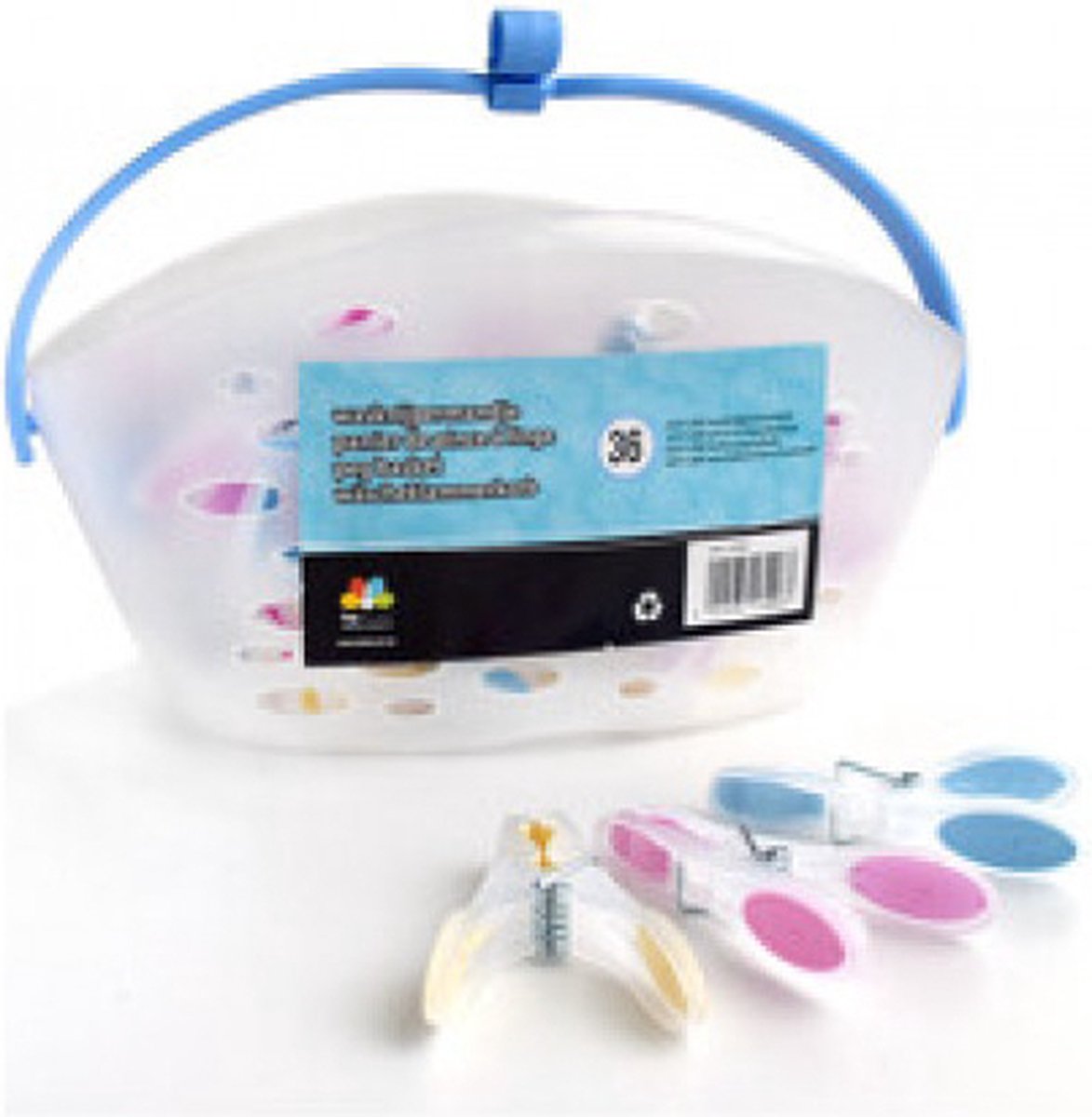 Goedkoopste Bobrush Mandje met wasknijpers SOFTGRIP 36st