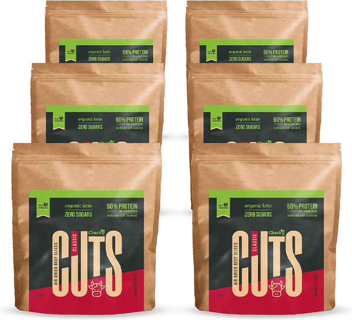 Cherky | ECO Cuts | Biltong Classic 70g | 6 Stuks | 6 x 70g
