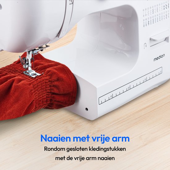MEDION naaimachine met vrije arm SM60 (60 watt, 60 verschillende steekpatronen met knoopsgaten, led-naailampje, automatische draadinrijger, achteruitrijgknop, draadafsnijder, MD10689)