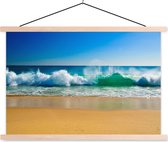 Posterhanger incl. Poster 90x60 cm - Schoolplaat - Zee - Golf - Strand - Textielposter - Blanke latten