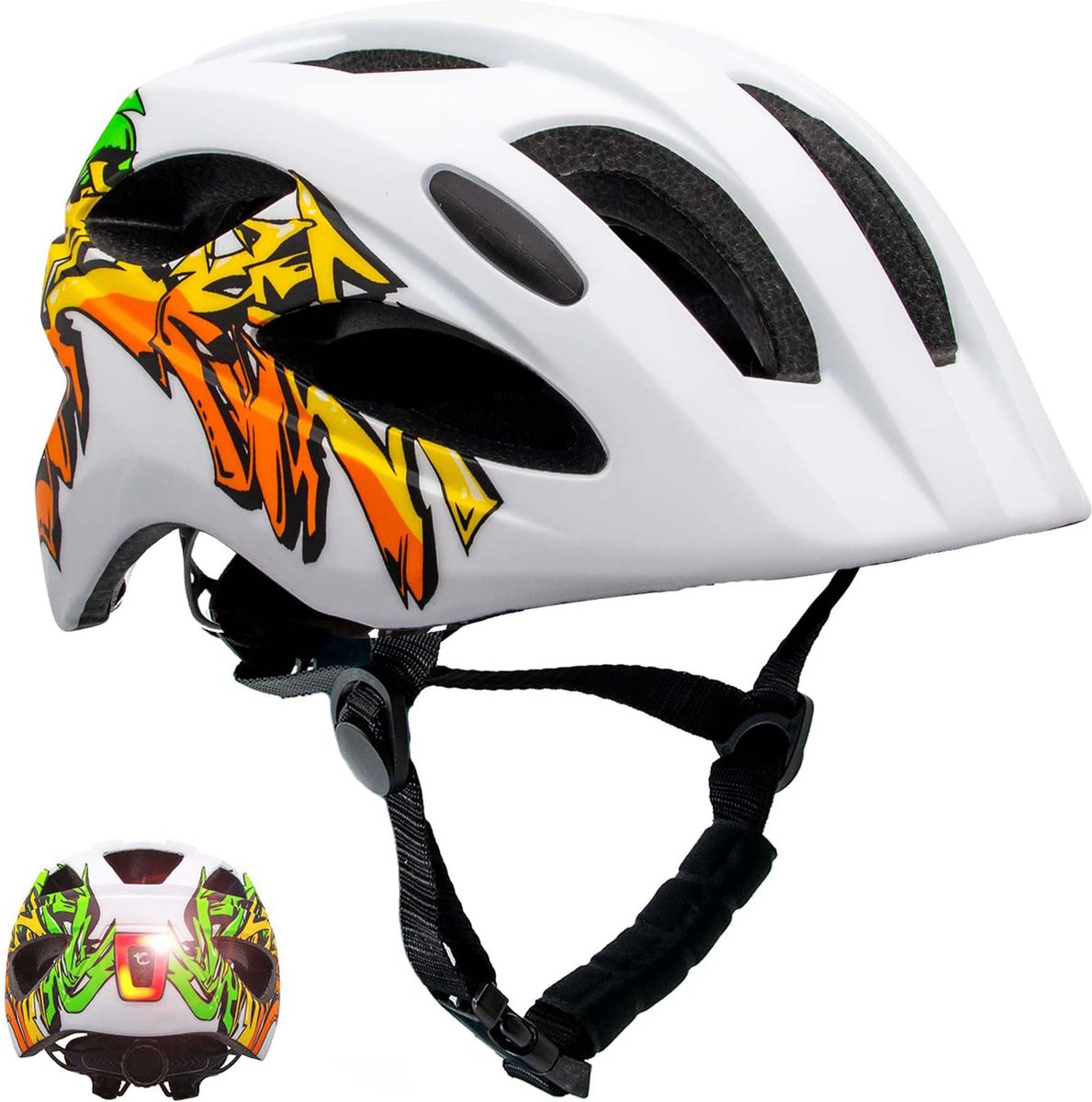 Fietshelm kinderen 6-12 jaar| Geel Graffiti| Crazy Safety| EN1078 Certificatie