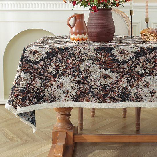 GAMUSI Kersttafelkleed, jacquard, goudkleurig garen, rechthoekige