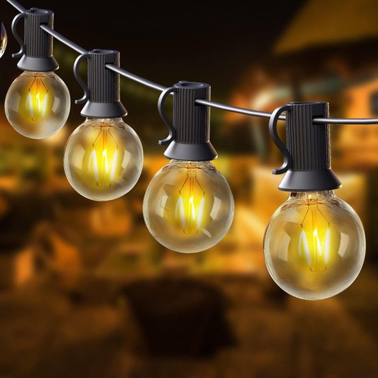 Avoalre 12m G45 Buiten Lichtslinger, 30 3 Bollen, IP65 Waterdicht Warm Wit Lichtketting Voor Binnen Buiten Tuin Patio
