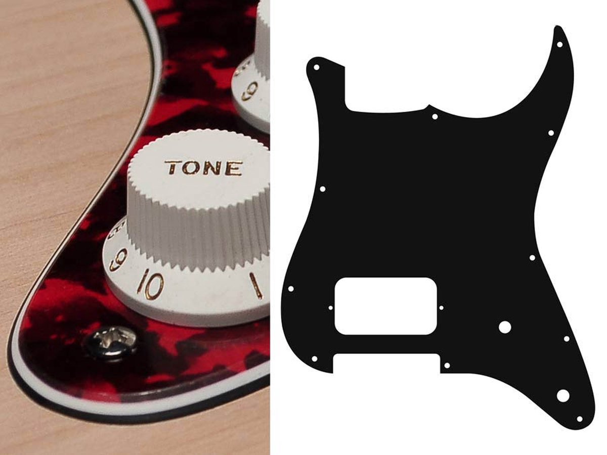 Boston ST-344-RR pickguard, Stallion, H, 2 pot holes, 3 ply, tiger red