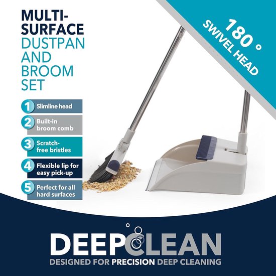 Deep Clean Long Handled Dustpan & Brush Set With Built-In Broom Comb - Scratch-Free Soft Bristles - For Hard Floors Wood Tile Laminate van TreeLen — afbeelding 3