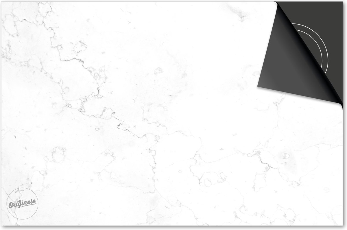 Inductie Beschermer Marmer Wit print Exclusief -78x52 cm