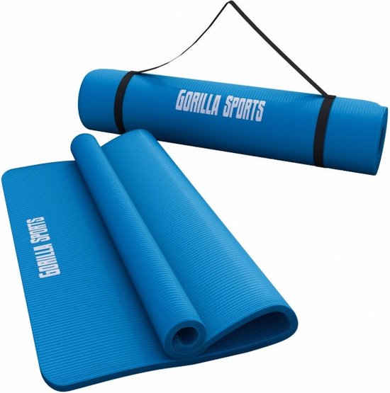 Gorilla Sports Yogamat Deluxe - Blauw 190 x 100 x 1,5 cm - Yoga Mat