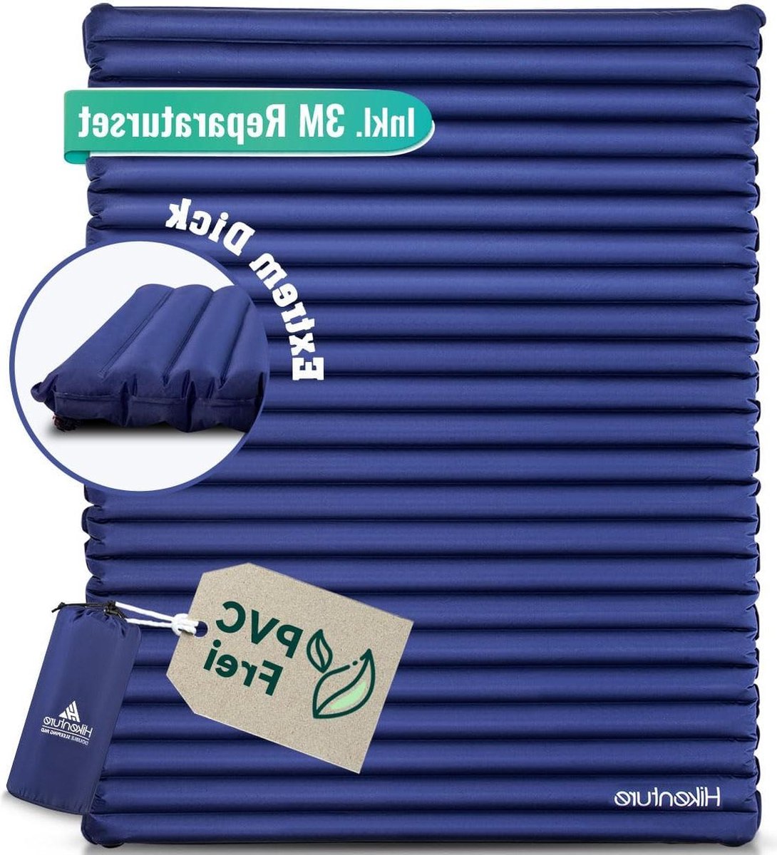 Luchtbed Slaapmat voor 2 personen ultralicht opblaasbaar campingluchtmatras-isomat klein verpakkingsformaat met pomp voor reizen outdoor wandelen strand marineblauw-pompzak XL