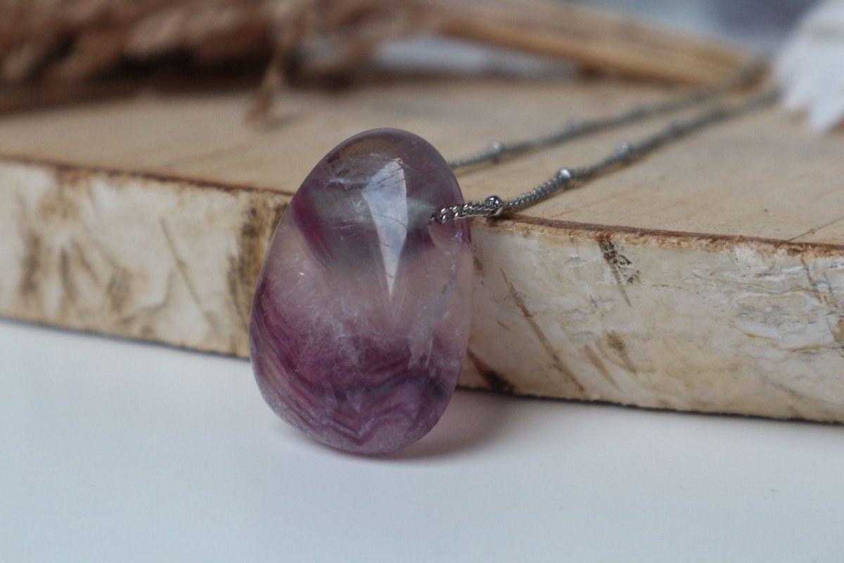 Edelsteenketting Regenboog Fluoriet - Ketting - Sierraad - Cadeau - Rainbow Fluorite - Gift - Roze - Groen - Meerkleurig - Beschermend - Zelfvretrouwen