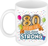 Bellatio Decorations Mug cadeau d'anniversaire 80 ans - blanc - équipe des vétérans - 300 ml - céramique