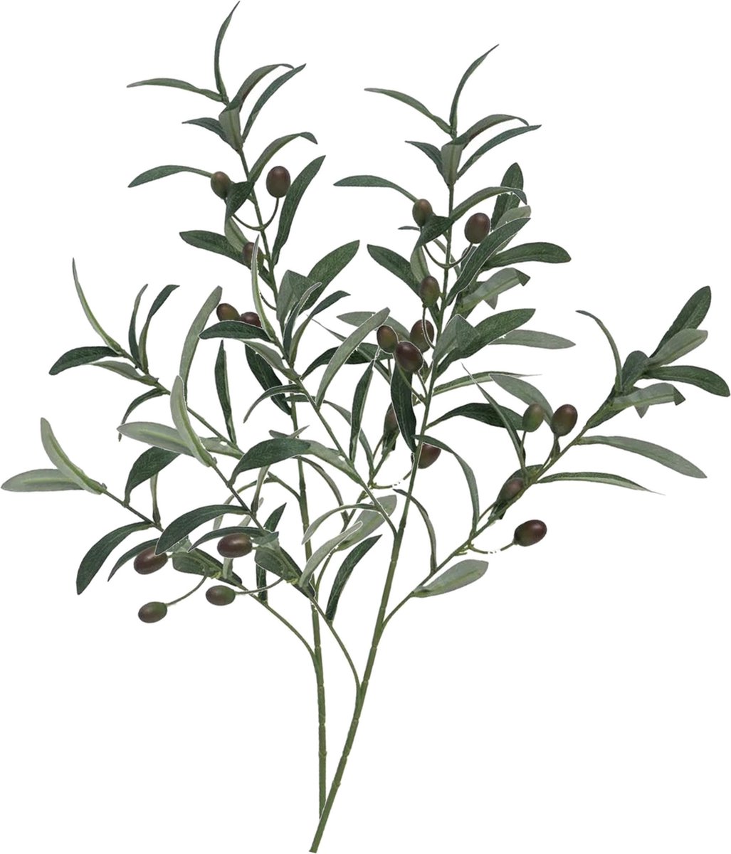 Bellatio Design Kunstplant Olijf takken - 2x - 75 cm - groen - olijfboom - siertakken stelen - decoratie