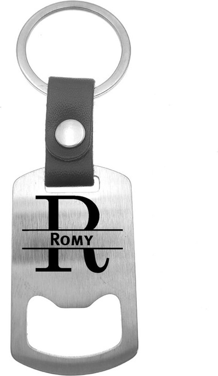 Luxe Sleutelhanger RVS - Leer - Romy
