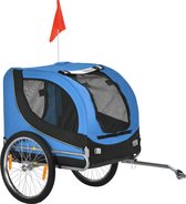 PawHut Hondenkar fietskar honden fiets blauw/zwart opvouwbaar vlag B4-0003-008