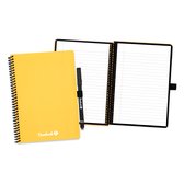 Cahier effaçable coloré Bambook - Jaune - Couverture souple - A5 - Ligné - Cahier tableau blanc durable et réutilisable - Avec 1 marqueur gratuit