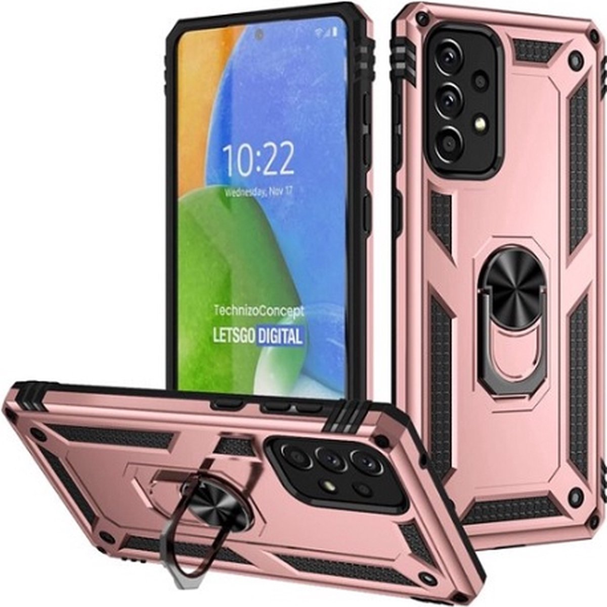 Samsung A73 Hybrid Armor Anti Shock Hoesje Rose Goud