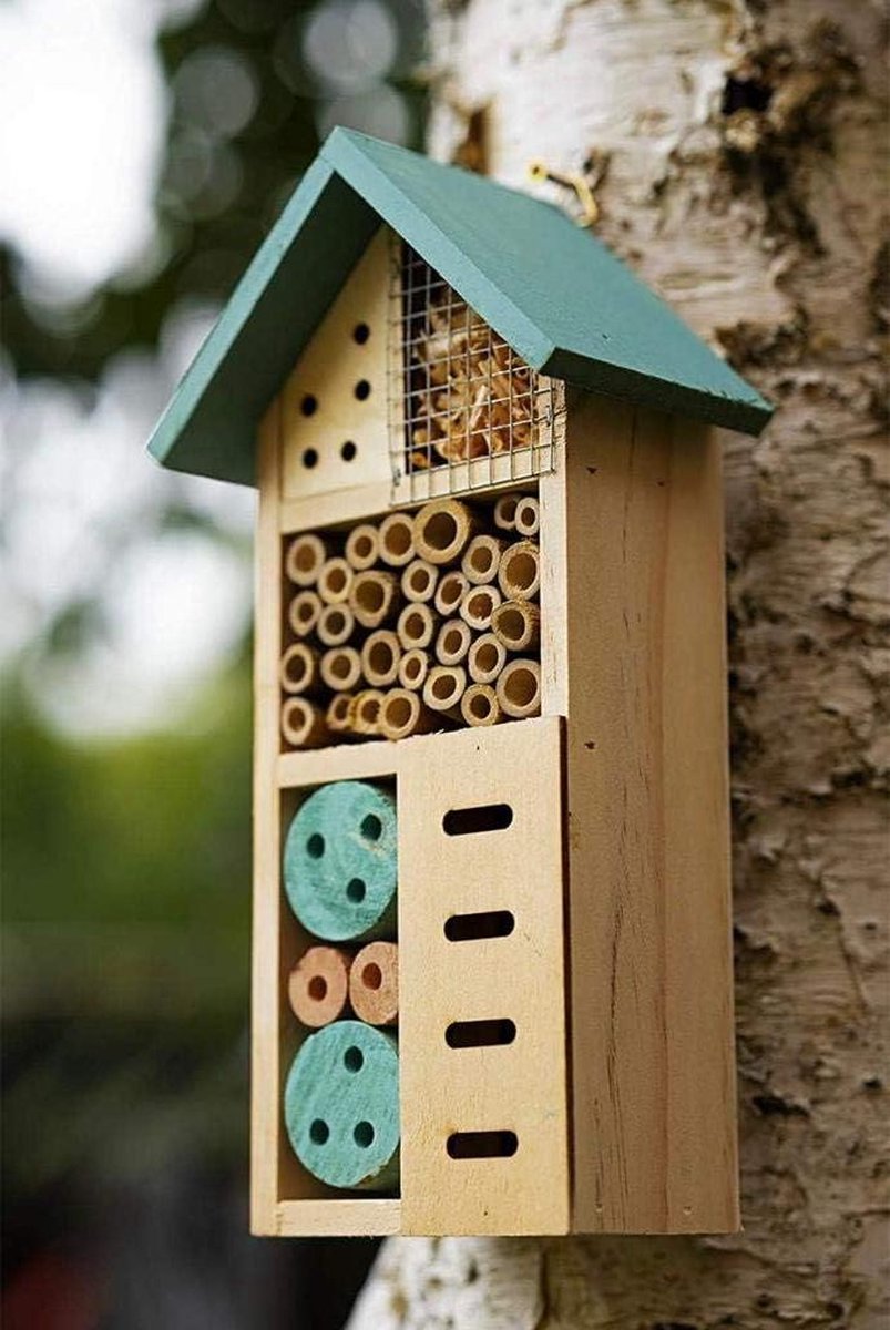 Bijenhotel Premium houten insectenhotel nestschuilplaats mieren lieveheersbeestjes KLEINE HOUTEN INSECT HOME