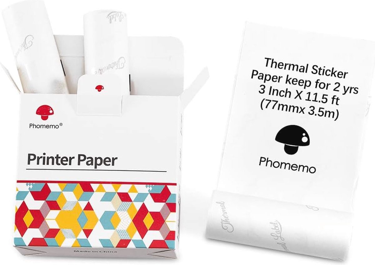 Zelfklevend Stickerpapier 80mm voor Mini Thermische Printers - 3 Rollen Zwart op Wit