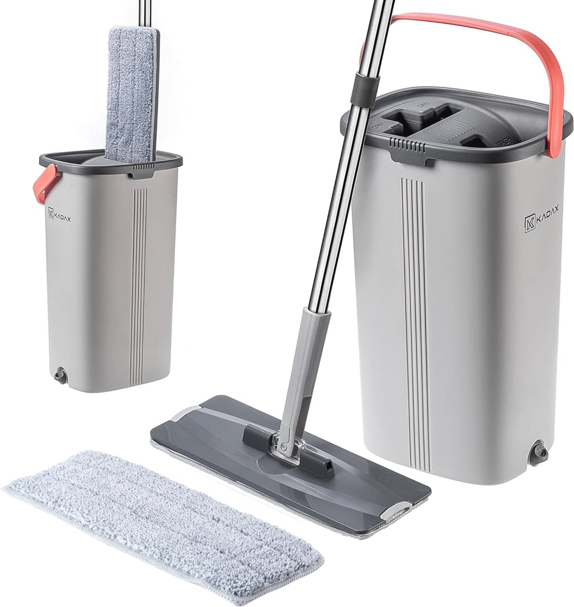 Goedkoopste Vlakke Mop met Waterscheiding en Dubbele Emmer voor Vloerreiniging – Duurzame Poetsset met Ergonomische Handgreep