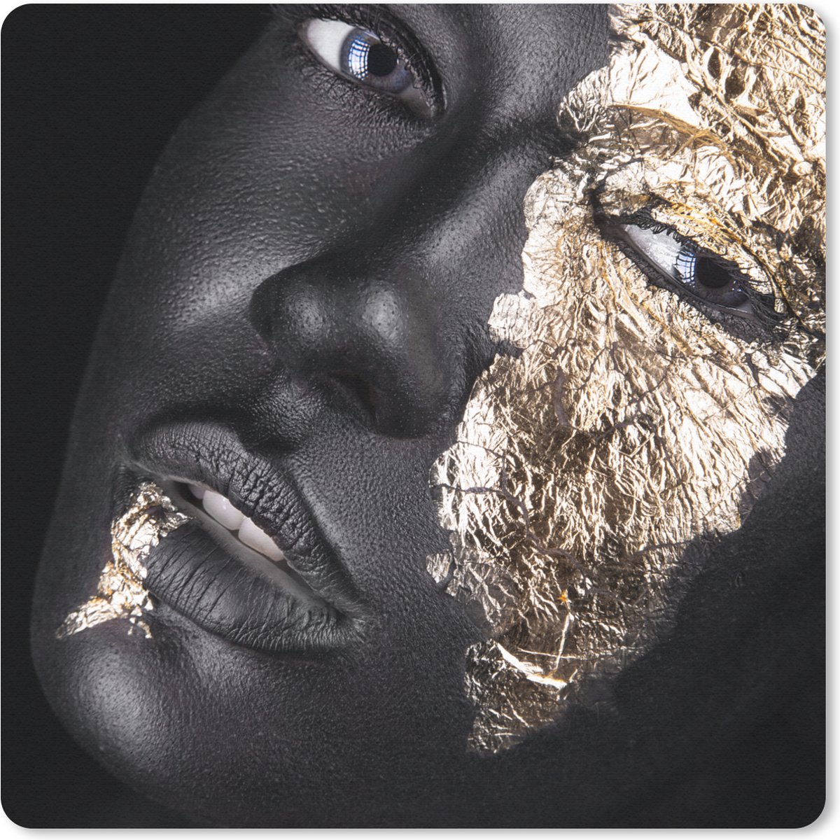 Muismat 20x20 cm - Mousepad Vrouw - Goud - Zwart - Verf - Luxe - Muismatten