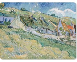 Muismat Vincent van Gogh 2 - Huisjes met rieten daken in Cordeville - Schilderij van Vincent van Gogh muismat rubber - 23x19 cm - Muismat met foto