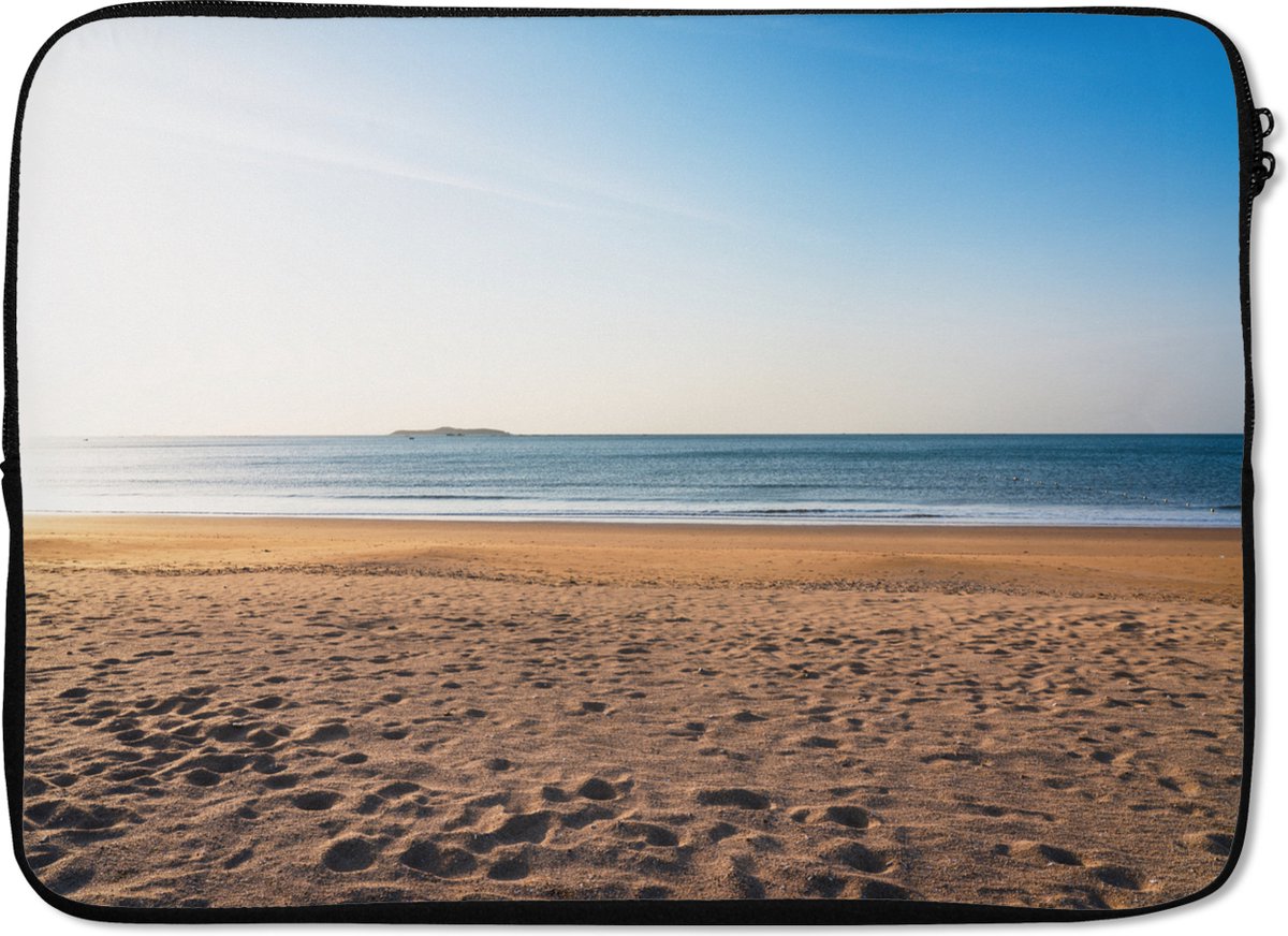 Laptophoes 13 inch - Strand - Licht - Zomer - Laptop sleeve - Binnenmaat 32x22,5 cm - Zwarte achterkant