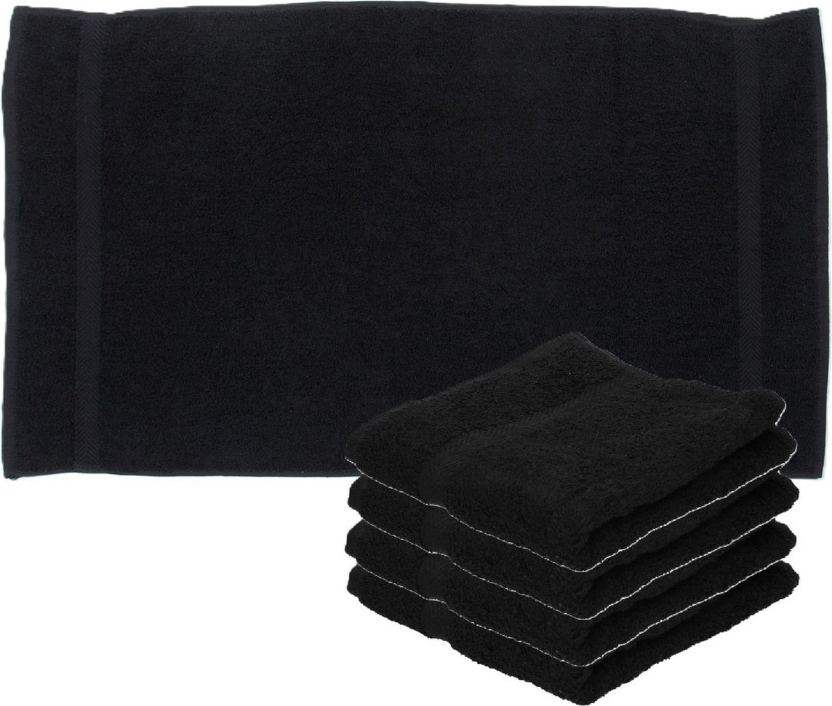 Towelcity Luxe badhanddoek - 5x - zwart - 50 x 90 cm - 550 grams - Badkamer textiel - Katoen