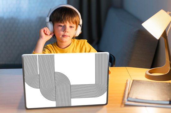 Sticker ordinateur portable - 12,3 pouces - Zwart - Wit - Ligne