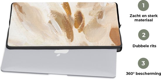 Housse pour ordinateur portable 17 pouces - Peinture - Wit - Marron - Housse pour ordinateur portable