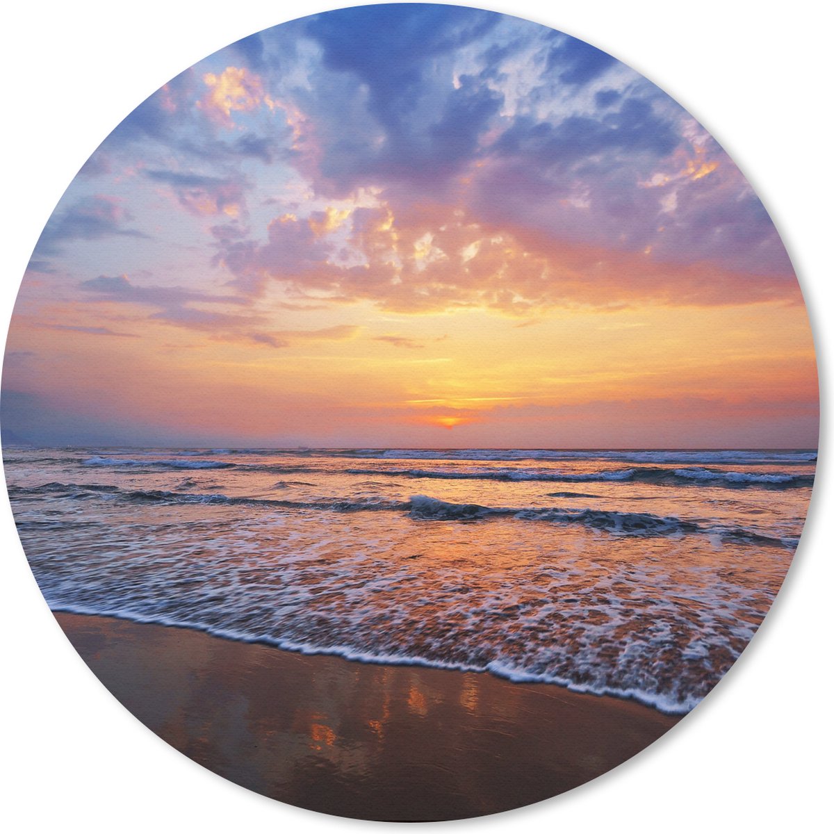 Muismat rond 20x20 cm - Mousepad Zee - Zon - Kleuren - Ronde muismatten
