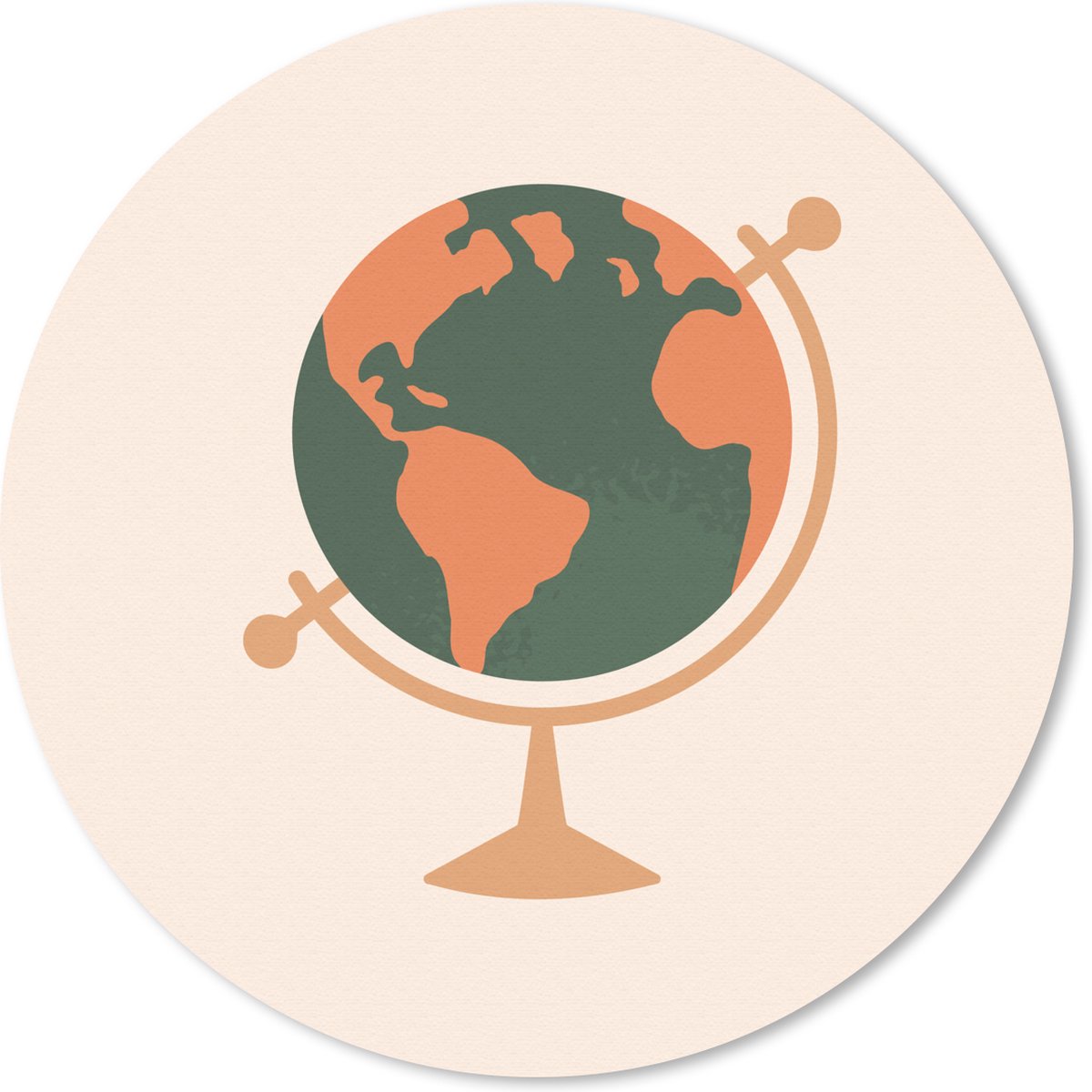 Muismat rond 30x30 cm - Mousepad Wereldbol - Reizen - Pastel - Ronde muismatten