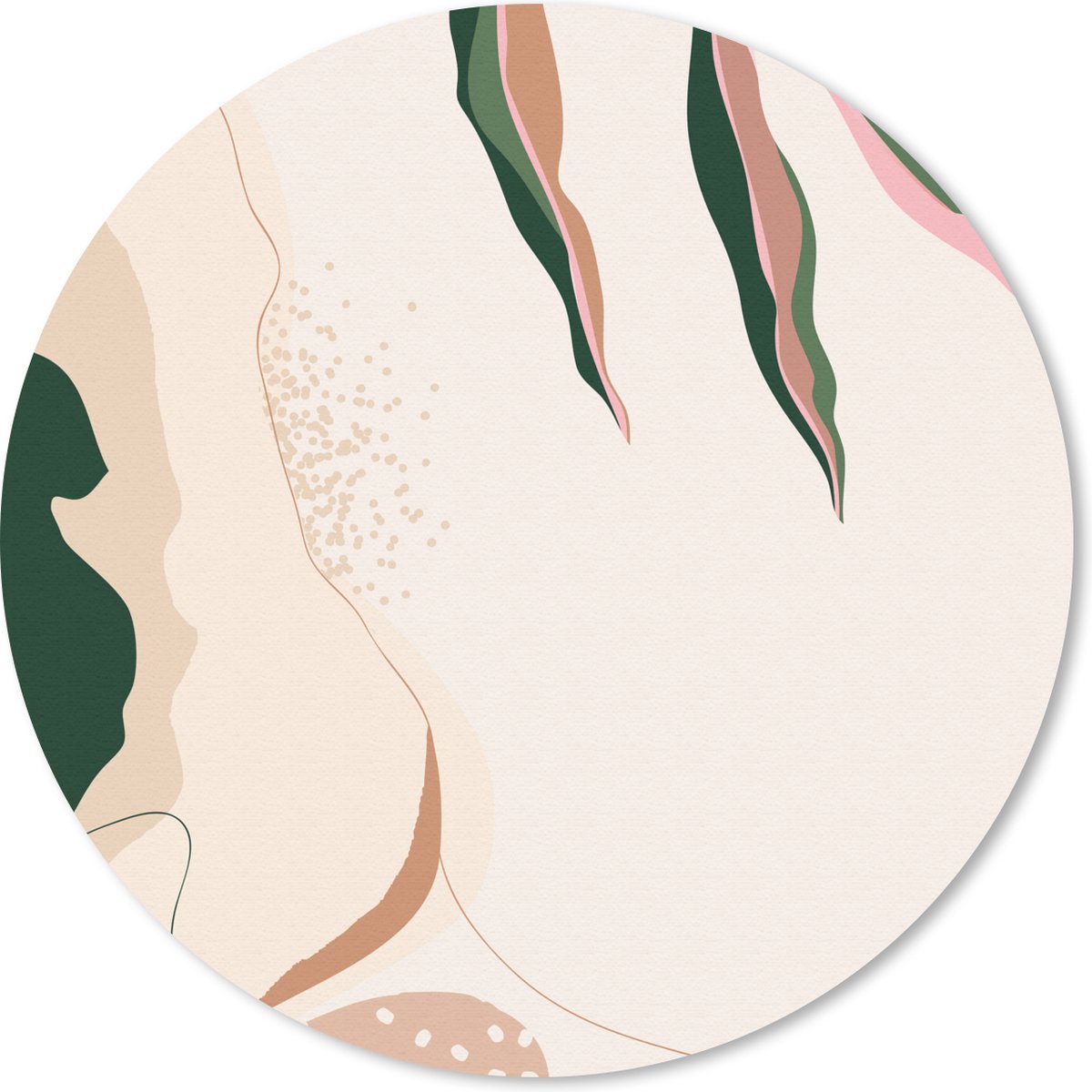 Muismat rond 40x40 cm - Mousepad Groen - Abstract - Blad - Stippen - Ronde muismatten