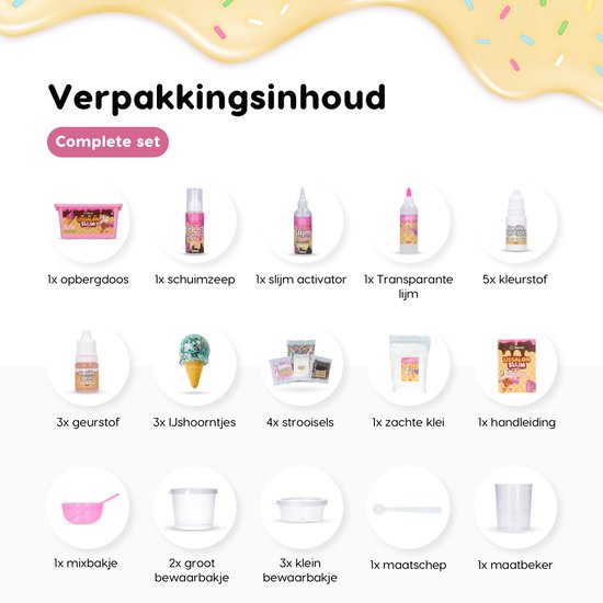 Bolke Slijm Maken IJssalon Thema - Maak je Eigen IJsjes Slijm - Compleet Slime DIY Knutselpakket Meisjes