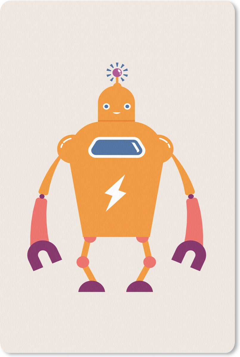 Muismat 18x27 cm - Mousepad Robot - Antenne - Oranje - Bliksemschicht - Jongen - Kids - Muismatten