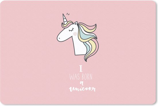 Sous-main 60x40 cm - Tapis de souris Unicorn - Citations - Rose - Je suis née licorne - Filles - Enfant - Sous-main XL - Protège-sous-main - Tapis de souris Ordinateur