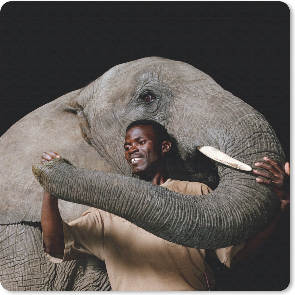 Muismat 30x30 cm - Mousepad Olifant - Man - Dieren - Zwart - Muismatten