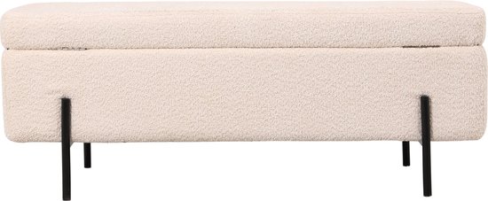 Giga Meubel Opbergbank Jari - 110x45x40cm - Beige Bouclé