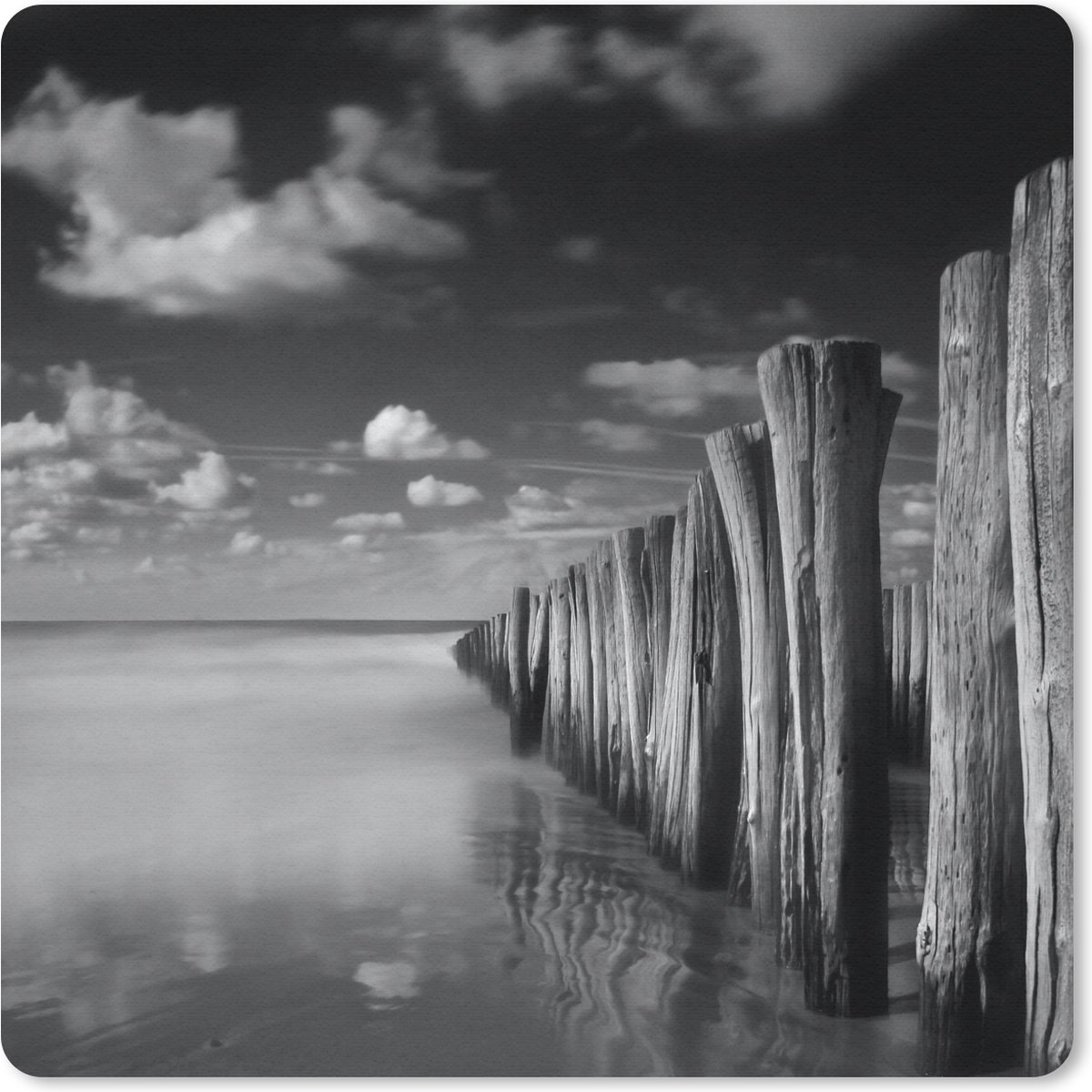 Muismat 30x30 cm - Mousepad Stormachtig weer zwart-wit fotoprint - Muismatten