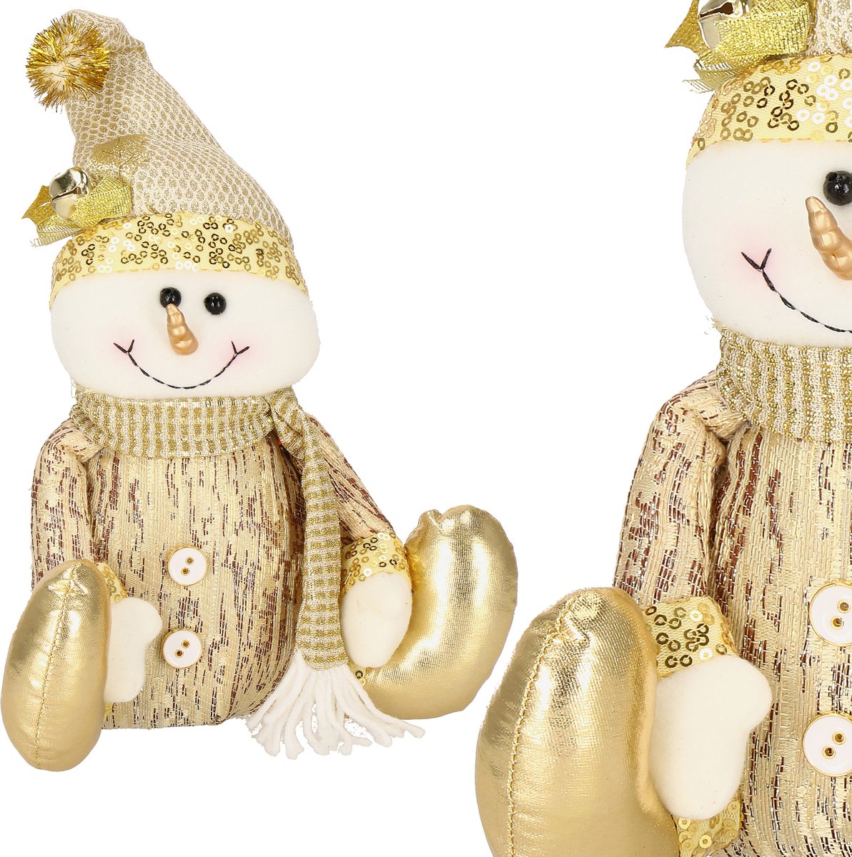 Springos Sneeuwpop - Kerstversiering - Goud - 38 cm