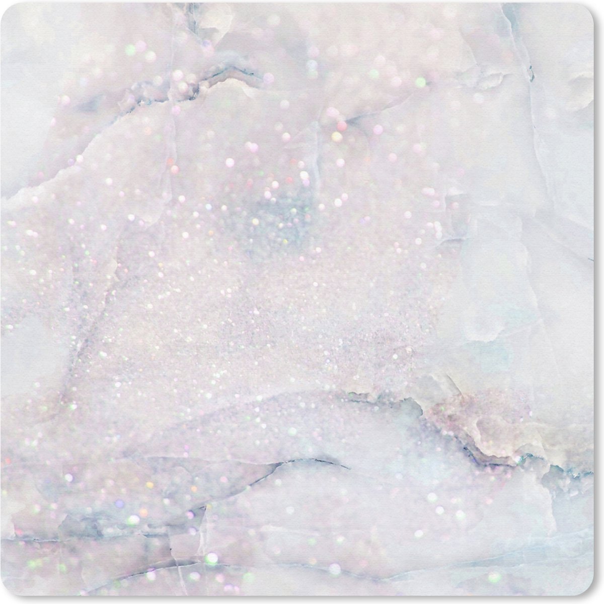 Muismat 20x20 cm - Mousepad Marmer - Glitter - Blauw - Muismatten