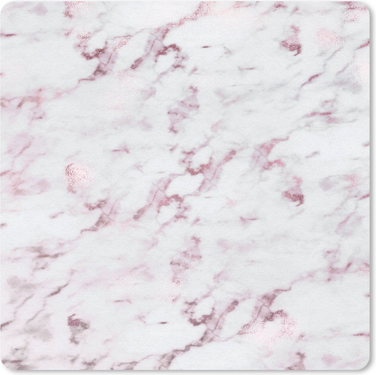 Muismat 20x20 cm - Mousepad Marmer - Wit - Roze - Muismatten