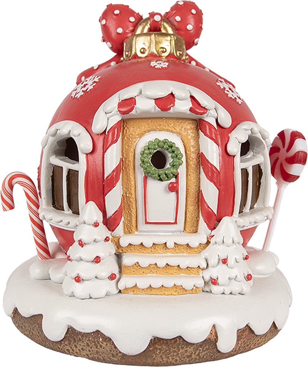 Decoratie Huis met LED Gingerbread house 14 cm Rood Kunststof
