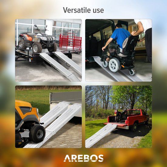 2 Rampes De Chargement Pliable 400kg Moto Tondeuse - Acier Galvanisé Antidérapant