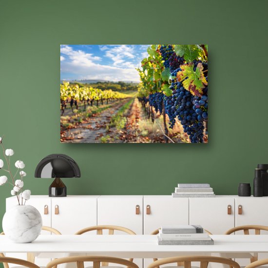 Druiven glas schilderijen - Fruit schilderij - Schilderij Blad - Modern schilderij - Acrylaat - Slaapkamer muurdecoratie acrylglas 150x100 cm