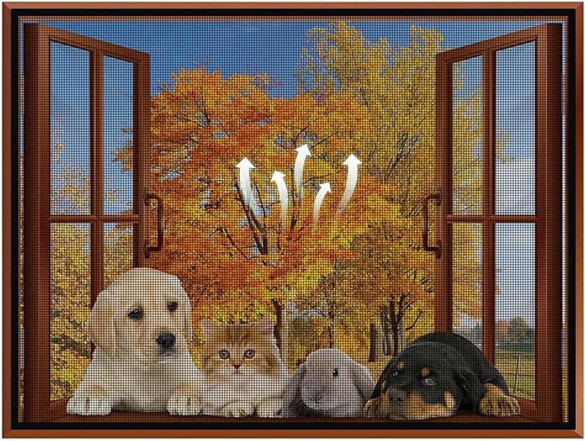 Zwarte volledige frame-deurraamvliegscherm met zwaar gaas voor huisdieren en kinderen - voor alle soorten ramen 120x120cm
