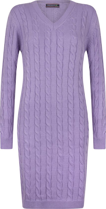 Felix Hardy Robe pull tricotée col en V V femme Lilas - M