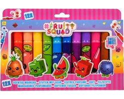 foto van Stiften Met Super Brede Punt Met Fruity Squad Geur 12 Stiften - Viltstiften voor Kinderen - 12 kleuren Stiften - Stiften voor Kinderen